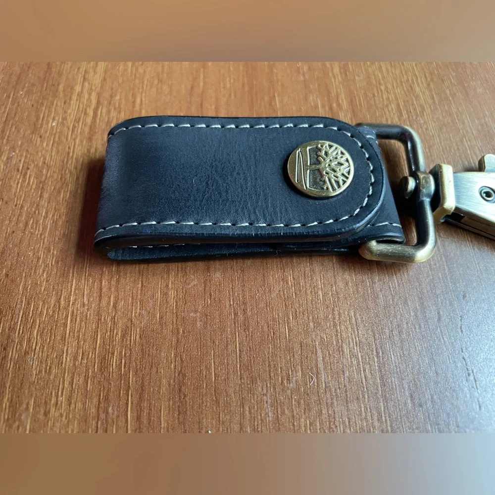Timberland Black Leather Keychain
